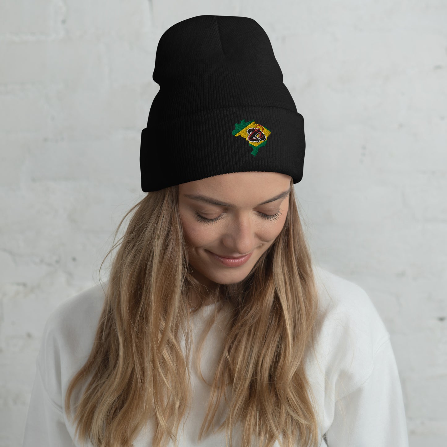 Gorro unissex com bainha bordado Zona De Impacto - Brasil