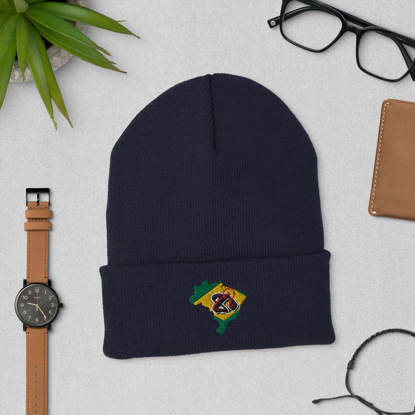 Gorro unissex com bainha bordado Zona De Impacto - Brasil